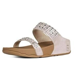 Fitflop Sandals 11 pink studded rhinestone novy slide comfort beachy preppy